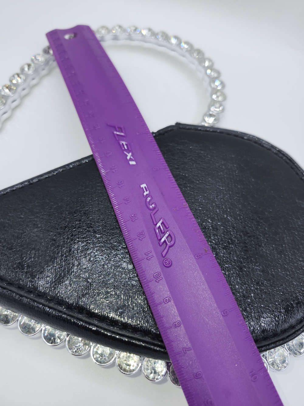 Purse Rhinestone-Trim Black Heart Wristlet - Picture 8 of 9